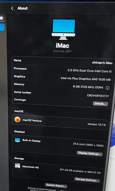 IMAC - Late 2017 | 1 TB | 21.5 Inch | i5 | 8 GB, View more