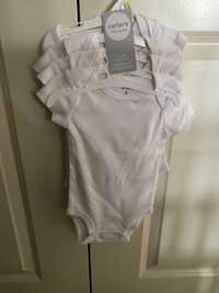 New 4 pack white 3 month baby bodysuits