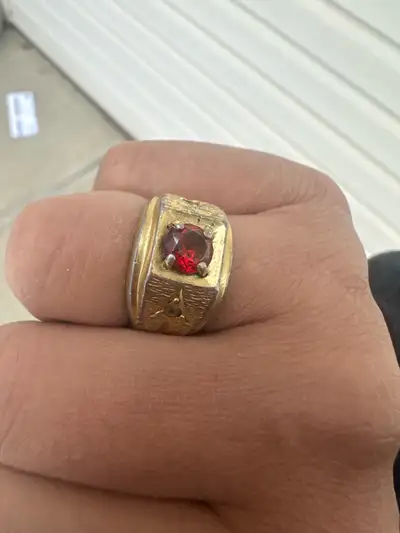 gold tone ring with synthetic real diamond, View more