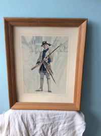 Large Picture Frame & 2 Military Paintings