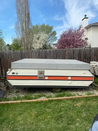 Bonair tent trailer, canvas in fair condition, no leaks(some zippers need repairs) furnace works, up...