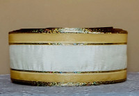 LARGE ROLL OF SATIN RIBBON WITH 1.5cm. GOLD TRIM