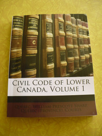 CIVIL CODE OF LOWER CANADA,VOLUME 1 -WILLIAM PRESCOTT SHARP QUÉ.