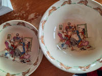 VINTAGE ROYAL DOULTON SIGNED 2 PIECES CEREAL BOWL, CASINO SAUCER