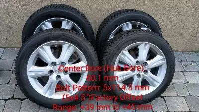 Continental Contact Si Plus 205/55R16 Hiver Winter Mags Lexus Toyota 5x114.3 center 60.1mm Prix: $60...