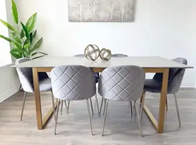 Structube Karl dining table with 4x Polly chairs 35”x71”, View more