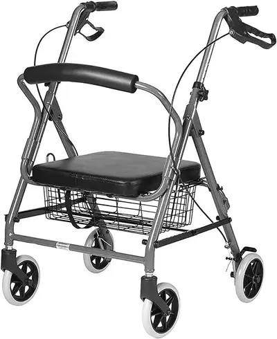 Ultra Lightweight Folding Aluminum Hemi Rollator with Padded Sea, View more