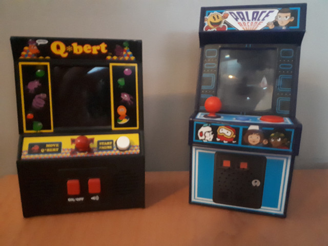 Tabletop Arcade Video Games - Stranger Things and Q-bert in Older Generation in Dartmouth