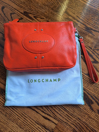 Extemely Rare‼️ Vintage Longchamp Orange Leather Wristlet