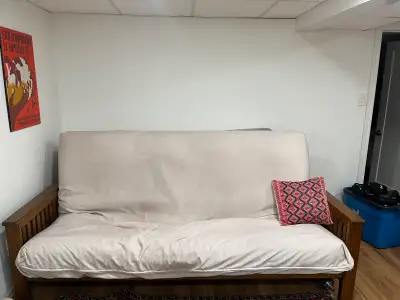 queen sized futon sofa bed wooden frame, View more