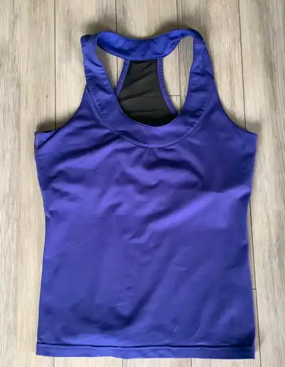 Purple Halter Top Size. M Built in Bra Sheer Netting Back