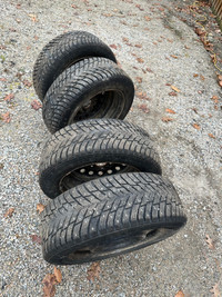 Winter tires with studs on steel rims 