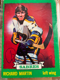 1973-74 TOPPS NHL #155 Rick Martin AUTOGRAPH. Team Sabres