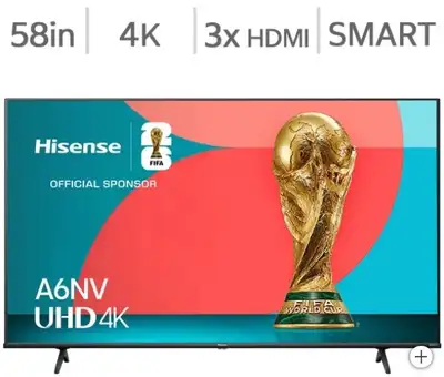 Télévision LED 58'' 58A6NV 4K ULTRA UHD VIDAA Smart TV Wi-Fi His, View more
