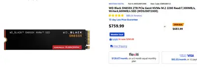 Brand New Sealed-WD SN850x 2TB SSD NVME PCIe, View more