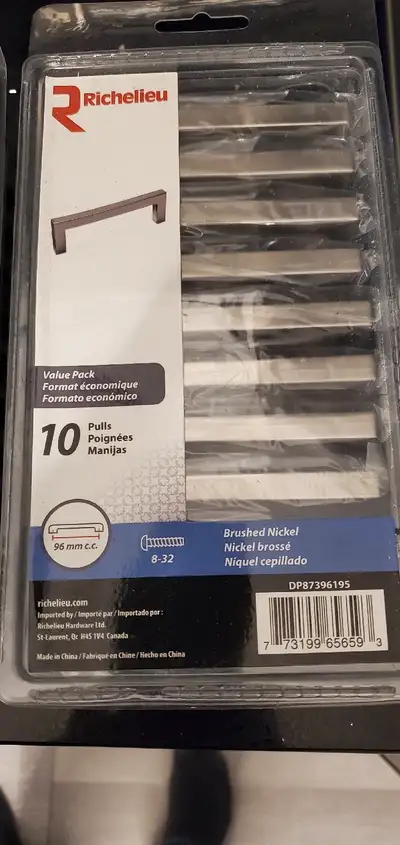 Brushed nickel handles 10 per package $35 per package