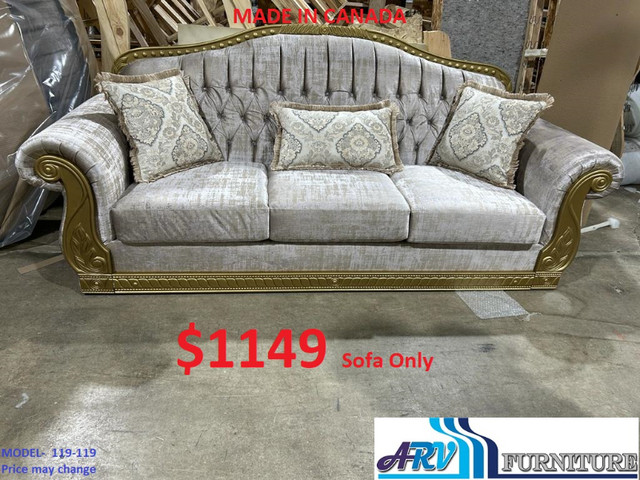 SOFA LOVE SEAT CHAIR WOOD FABRIC LIVING ARV FURNITURE in Couches & Futons in Mississauga / Peel Region