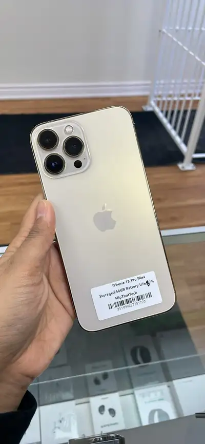 iPhone 13 Pro Max 256gb Gold available on sale in just $620. Comes with charging cable. Battery Heal...
