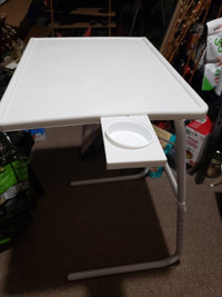 White folding adjustable TV table