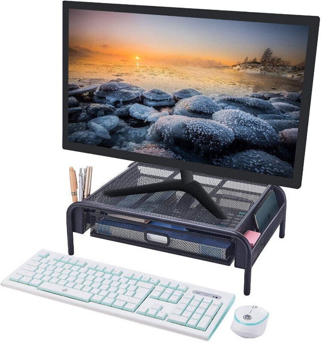 NEWCITY Monitor Stand Riser with Drawer - Mesh Metal Desk Organi in Arts & Collectibles in Mississauga / Peel Region