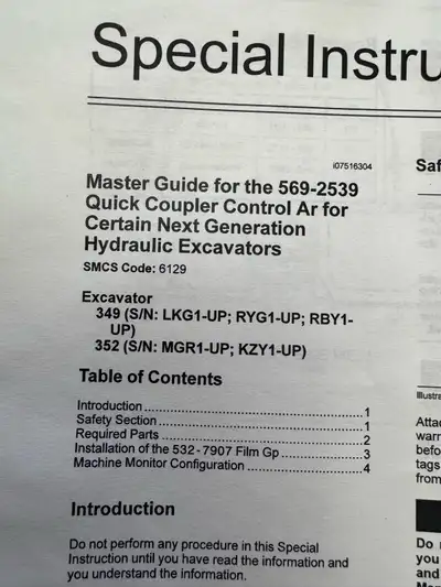Cat coupler lines for boom and stick w control grup fits 349 and 352 new