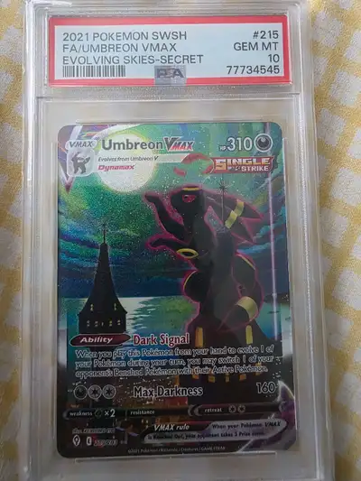 Feel free to message offers for moonbreon vmax PSA 10. Cash local pickup.