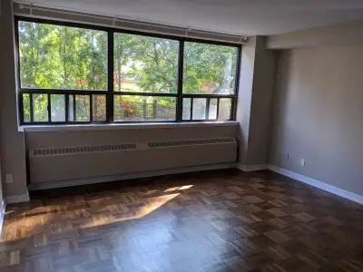 Almost 600sqft beautiful, furnished 1 bedroom corner (south and west) unit with views of trees at in...
