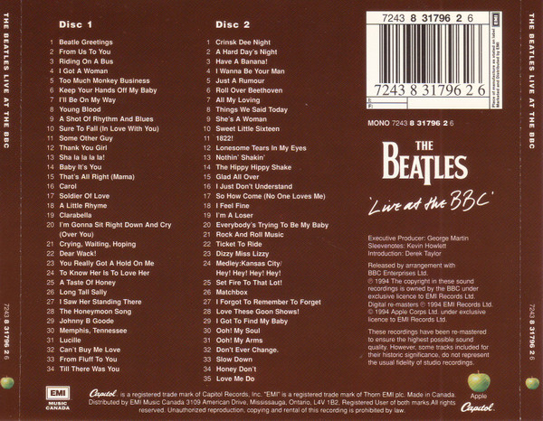 COFFRET 2 CDS-THE BEATLES-LIVE AT THE BBC-1994 dans CD, DVD et Blu-ray  à Laval/Rive Nord - Image 2
