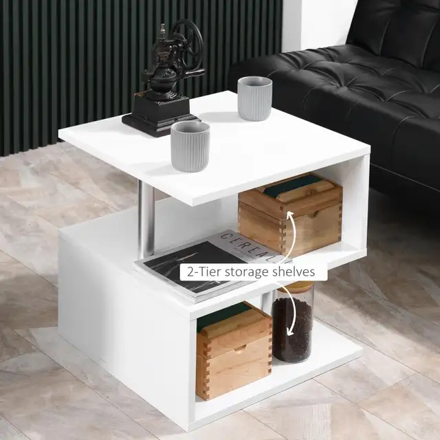 Wooden S Shape End Table 3 Tier Storage Shelves Organizer Living in Other Tables in Markham / York Region - Image 5