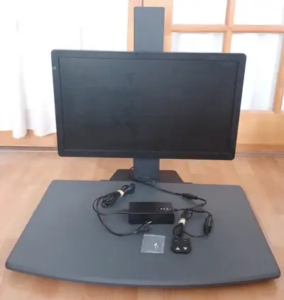 Mini Sit Stand Table Desk Workstation + 24" Benq LED Monitor, View more