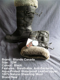 Womens boots, Size 12 W, wool & leather *Brand NEW**, wide width