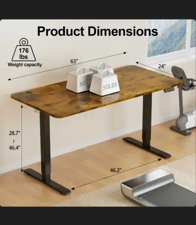 Computer desk one touch height control., View more