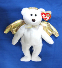 TY BEANIE BABY RARE RETIRED HALO ANGEL BEAR W/ IRRIDESCENT WINGS