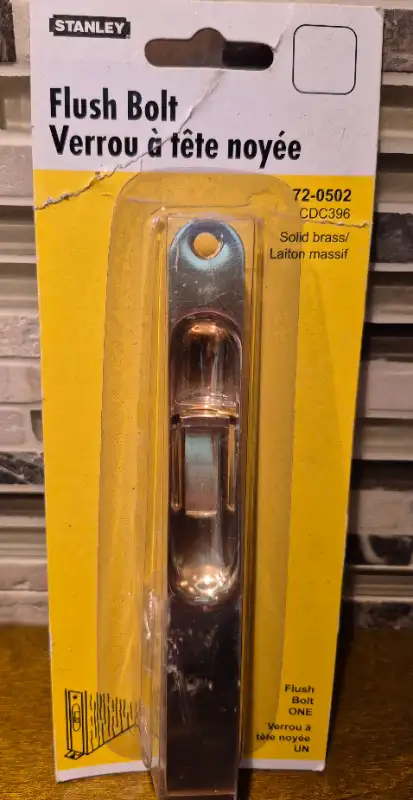 Stanley Flush Bolt Door Lock Accessory  Brass 72-0502 cdc396
