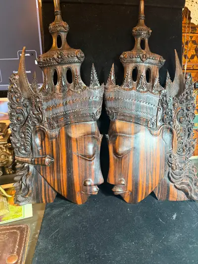 Vintage Bali Frame Sita, Indonesian Hand-Carved Wood Art, Baline, View more