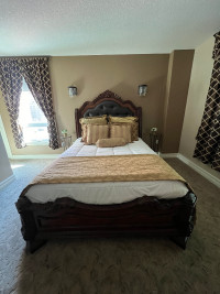 Solid Wood Queen Bed Frame and Mattress