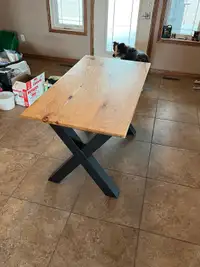 Small Solid Hickory top Desk or Table with some Epoxy.