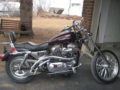 Black-Cherry 1200cc wide glide front end chrome & chrome bars brake calipers-gages triple trees - SS...