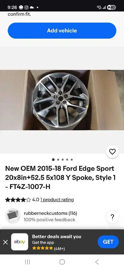 Looking for 15-18 ford edge sport factory wheels like in picture set of 4 tires not important Reason...
