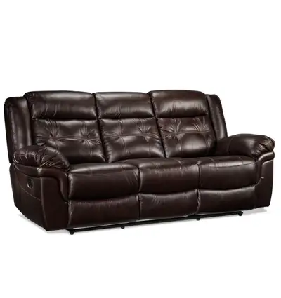 Sofa inclinable en cuir véritable brun, très confortable et en excellente condition. Les deux extrém...