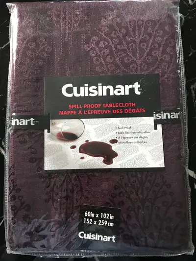 Brand New Cuisinart Spill Proof Tablecloth 60 inches X 102 inches Color: Purple Value Price: $59.99