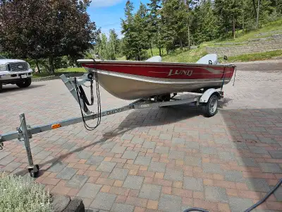 Used WC-12 Lund Boat and Trailer for sale. Comes with 15hp 4 stroke mercury motor. Very low hours, b...