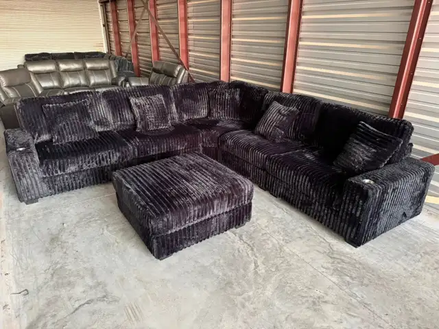 7 Seater Corner Fluff Corduroy Sofa with Ottoman Now on Sale  in Couches & Futons in Stratford - Image 2