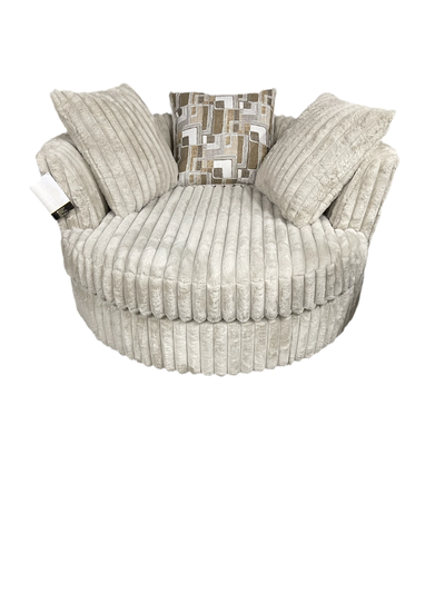 6129 - Plush Swivel Chair in Hush Parchment Dimensions; Depth: 55” Width: 59” Height: 36” Delivery i...