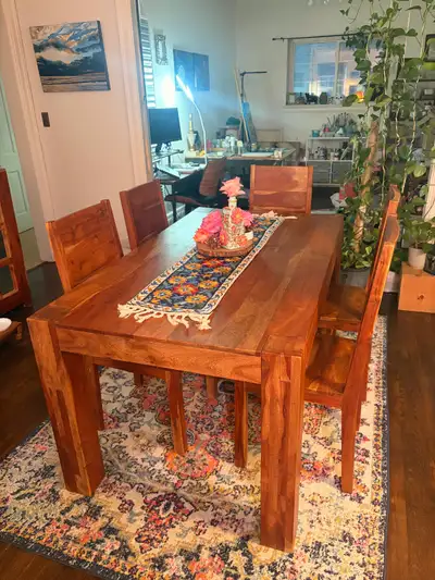 Solid Wood Dining Table Set for 6, View more