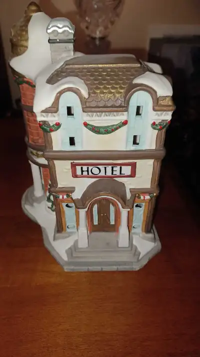 8" T Vintage Kirkland Christmas Victorian Village Hotel, View more