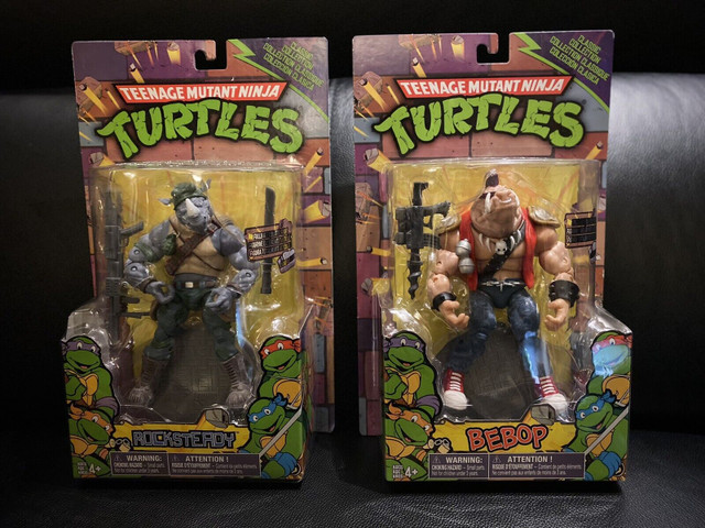 2 TMNT Ninja turtles Rocksteady + Bebop classics figures 7" in Toys & Games in Edmonton