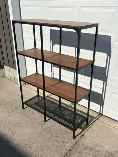  Rustic wood and metal shelf unit , View more