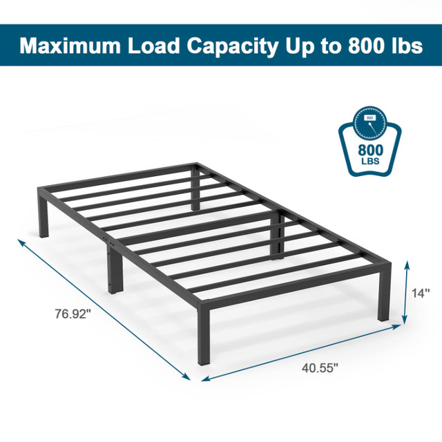 Mr IRONSTONE 14 Inch Twin/Single Metal Platform Bed Frame NEW in Beds & Mattresses in London - Image 2