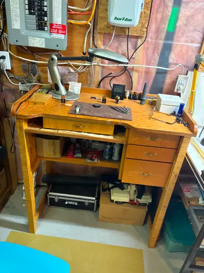 Custom built watch makers workbench for sale. Good condition. Additional tools & equipment available...